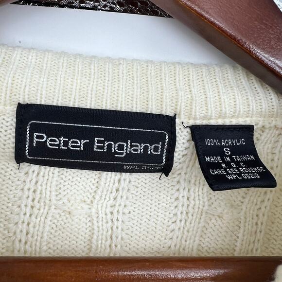 VINTAGE Peter England reindeer print knit pullover Christmas sweater size small - Picture 4 of 6